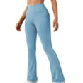 thumbnail image 1 of RYRJJ Women's Bootcut Yoga Pants Elastic High Waisted Wide Leg Workout Bootleg Pants Butt Lifting Flared Leggings(Blue,S), 1 of 4