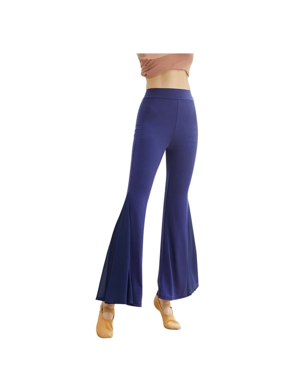 Women's Bootcut Yoga Pants High Waist Bootleg Gym Fitness Trousers Bell Bottom Palazzo Pant Stretch Workout Pants for Women(Purple,XL)