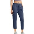 thumbnail image 1 of RYRJJ Women's Capri Joggers Pants Lightweight Quick Dry Loose Comfy Drawstring Workout Sweatpants Lounge Crop Pants with Pockets(Blue,L), 1 of 9