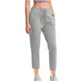 thumbnail image 1 of RYRJJ Women's Capri Joggers Pants Lightweight Quick Dry Loose Comfy Drawstring Workout Sweatpants Lounge Crop Pants with Pockets(Gray,XXL), 1 of 9