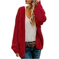 thumbnail image 1 of RYRJJ Women's Cardigan Sweaters Fall Open Front Long Lantern Sleeve Slouchy Cardigan Oversized Chunky Cable Knit Sweater Coat, 1 of 5