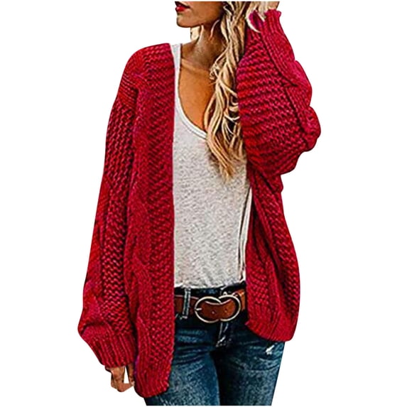 RYRJJ Women's Cardigan Sweaters Fall Open Front Long Lantern Sleeve Slouchy Cardigan Oversized Chunky Cable Knit Sweater Coat