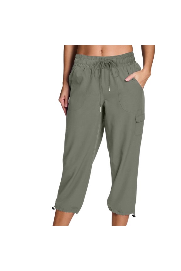 Women's Cargo Capris Hiking Pants Lightweight Quick Dry Outdoor Athletic Travel Casual Loose Comfy Cropped Trousers with Pockets(Green,XXL)