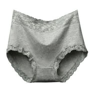 RYRJJ Women's Cotton Underwear Seamless High Waisted Butt Lift Ladies Panties Lace Trim Full Coverage Briefs Comfy Breathable Stretch Underpants(Gray,L)
