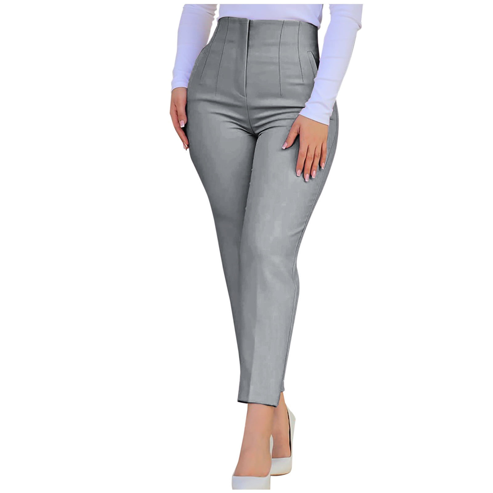 Taupe gray high waisted pleated lightweight wrinkle-free stretch Dress Pants