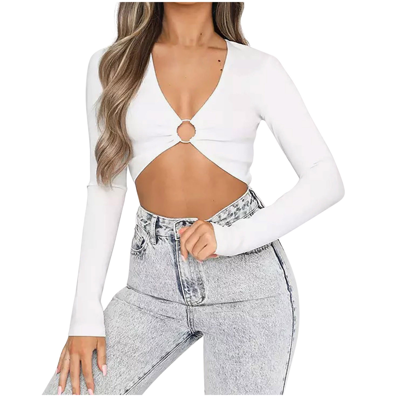 https://i5.walmartimages.com/seo/RYRJJ-Women-s-Deep-V-Neck-Long-Sleeve-Crop-Tops-O-Ring-Front-Tee-Shirt-Y2K-Casual-Slim-Fit-Going-Out-Tight-Cropped-T-Shirts-White-L_5bd7a509-48a9-4659-a58f-095ac112031d.97586d7760f0a991bddcb6feb80018b6.jpeg