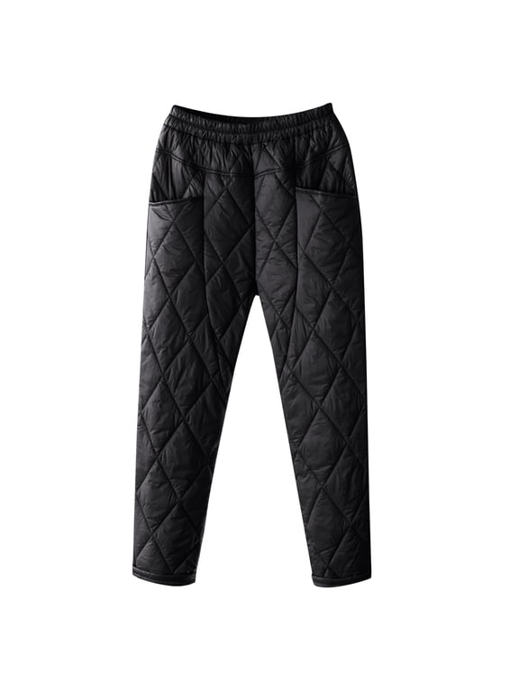 Women's Down Pants Winter Windproof Warm Puffer Pants Outdoor Ski Snow Pants High Waist Casual Quilted Padded Trousers(Black,XXL)
