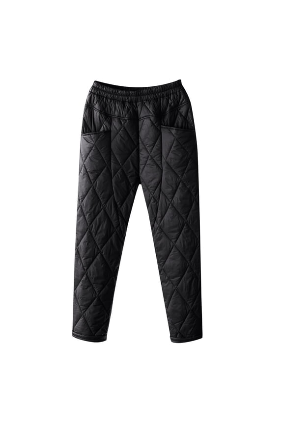 Women's Down Pants Winter Windproof Warm Puffer Pants Outdoor Ski Snow Pants High Waist Casual Quilted Padded Trousers(Black,XXL)
