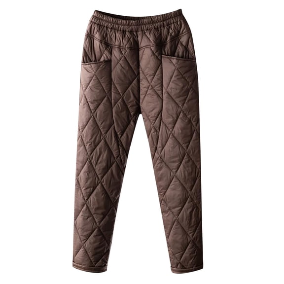 RYRJJ Women's Down Pants Winter Windproof Warm Puffer Pants Outdoor Ski Snow Pants High Waist Casual Quilted Padded Trousers(Coffee,XL)