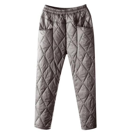 RYRJJ Women's Down Pants Winter Windproof Warm Puffer Pants Outdoor Ski Snow Pants High Waist Casual Quilted Padded Trousers(Gray,L)