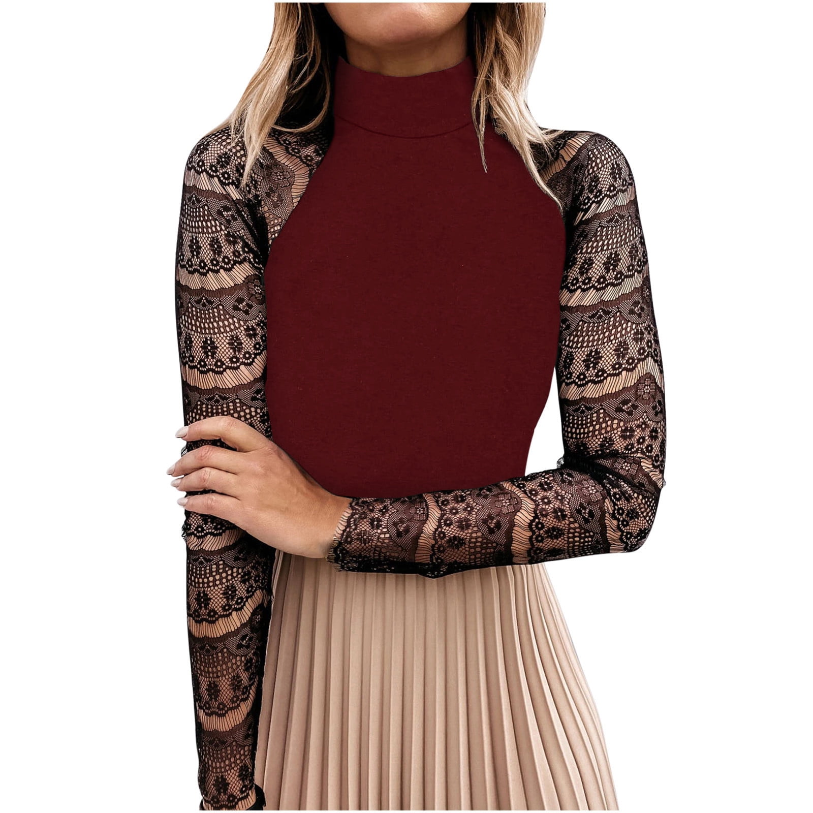 Free people rib on sale and lace turtleneck