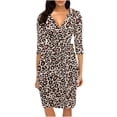 thumbnail image 1 of RYRJJ Women's Elegant Wedding Guest Dresses V Neck 3/4 Sleeve Faux Wrap Ruched Bodycon Sheath Cocktail Party Work Dress(Coffee XXL), 1 of 4