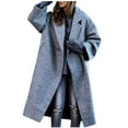 thumbnail image 1 of RYRJJ Women's Fall Winter Pea Coat Oversized Notched Collar Overcoats Woolen Open Front Button Down Long Trench Coat(Gray,XL), 1 of 6