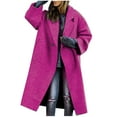 thumbnail image 1 of RYRJJ Women's Fall Winter Pea Coat Oversized Notched Collar Overcoats Woolen Open Front Button Down Long Trench Coat(Hot Pink,XXL), 1 of 6