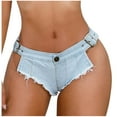 thumbnail image 1 of RYRJJ Women's Fashion Low Waist Denim Jeans Shorts Mini Hot Pants Jeans Booty Ripped Jeans Beach Party Clubwear(Sky Blue,XXL), 1 of 7