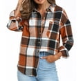 thumbnail image 1 of RYRJJ Women's Flannel Plaid Shirts Button Down Long Sleeve Soft Flannel Shacket Jacket Loose Fit Fall Casual Coats Tops with Pocket(Orange,XL), 1 of 8