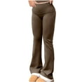 thumbnail image 1 of RYRJJ Women's Flare Leggings Tummy Control Fold Over Bootcut Yoga Pants Soft Mid-Rise Comfy Lounge Pants Stretch Trousers(Brown,M), 1 of 9