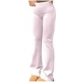 thumbnail image 1 of RYRJJ Women's Flare Leggings Tummy Control Fold Over Bootcut Yoga Pants Soft Mid-Rise Comfy Lounge Pants Stretch Trousers(Pink,L), 1 of 9