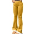 thumbnail image 1 of RYRJJ Women's Flare Leggings Tummy Control Fold Over Bootcut Yoga Pants Soft Mid-Rise Comfy Lounge Pants Stretch Trousers(Yellow,XL), 1 of 9