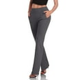 thumbnail image 1 of RYRJJ Women's Flared Yoga Dress Pants Stretchy Work Slacks Business Casual Straight Leg Bootcut Pull on Trousers with Pockets(Gray,M), 1 of 6