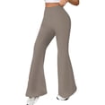 thumbnail image 1 of RYRJJ Women's Flared Yoga Pants Bootcut Bell Bottom Leggings Stretchy High Waisted Tummy Control Athletic Workout Pants(Khaki;M), 1 of 7