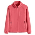 thumbnail image 1 of RYRJJ Women's Fleece Jacket Zip Up Coat Lightweight Soft Warm Long Sleeve Stand Collar Jackets with Zipper Pockets for Winter(Pink,3XL), 1 of 6
