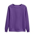 thumbnail image 1 of RYRJJ Women's Fleece Lined Sweatshirt Lightweight Crewneck Pullover Fall Casual Long Sleeve Warm Tops Solid Color Basic Sweatshirts(Purple,M), 1 of 5