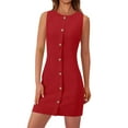 thumbnail image 1 of RYRJJ Women's Formal Dresses Summer Business Sleeveless Button Down Short Dress Elegant Work Office Bodycon Dress(Red,S), 1 of 7