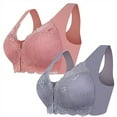 thumbnail image 1 of RYRJJ Women's Front Closure Bras Plus Size Full Coverage Posture Back Unpadded Wireless Lace Bralette Double Support Minimizer Bra, 1 of 4