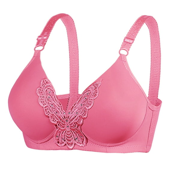 RYRJJ Women's Full-Coverage Bralette Soft Support Unpadded No Underwire Everyday Shaping Bra Solid Comfortable Deep Cup Push Up Bra(Watermelon Red,S)