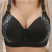 RYRJJ Women's Full Cup Lift Unpadded Bras Floral Lace Wireless Lightly Lined Breathable Bralettes Plus Size Comfort Push Up Everyday Bra(Black,38C)