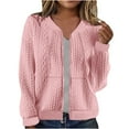thumbnail image 1 of RYRJJ Women's Full Zip Sweatshirt Fleece Lined Jacket Textured Stand Collar Hoodless Outerwear Casual Coat with Pockets(Pink,S), 1 of 6