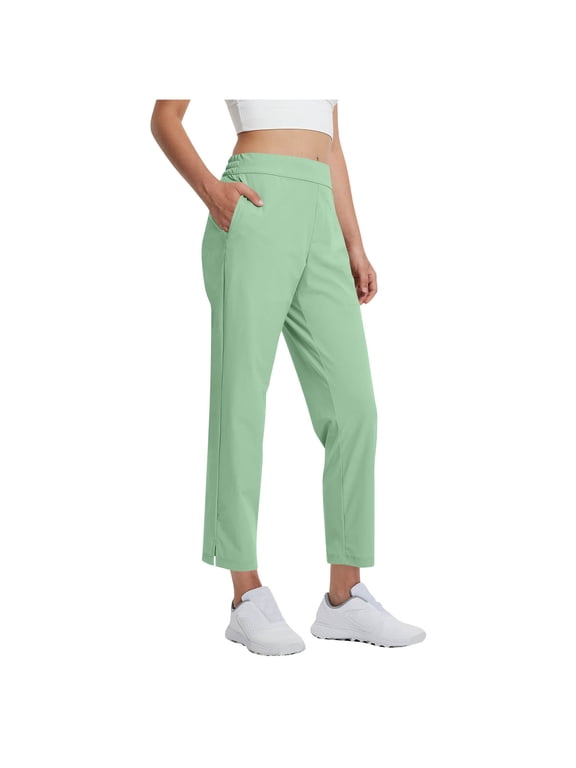 Women's Golf Capris Pants with Pockets Ankle Stretch Lightweight Sweatpants for Athletic Hiking Travel Work Lounge Slacks(Mint Green;S)