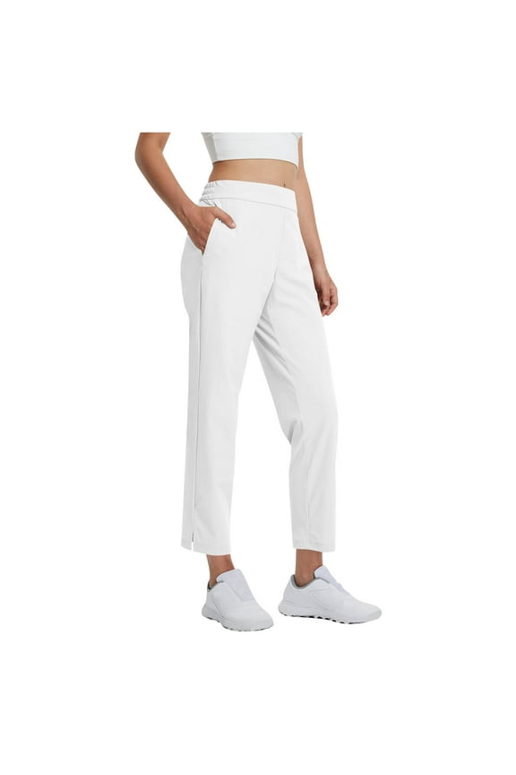 Women's Golf Capris Pants with Pockets Ankle Stretch Lightweight Sweatpants for Athletic Hiking Travel Work Lounge Slacks(White;M)