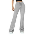 thumbnail image 1 of RYRJJ Women's High Waisted Flare Leggings Wide Leg Workout Sweatpants Drawstring Athletic Joggers Bootcut Yoga Pants(Gray,XL), 1 of 4