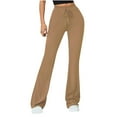 thumbnail image 1 of RYRJJ Women's High Waisted Flare Leggings Wide Leg Workout Sweatpants Drawstring Athletic Joggers Bootcut Yoga Pants(Khaki,S), 1 of 6