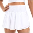 thumbnail image 1 of RYRJJ Women's High Waisted Flowy Athletic Shorts Tennis Skorts Ruffle Skirt Wrap Front Liner Workout Running Shorts Pants with Zip Pockets(White,XXL), 1 of 5