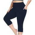 thumbnail image 1 of RYRJJ Women's High Waisted Yoga Capris with Pockets Butt Lifting Workout Athletic Running Capri Leggings Plus Size Gym Yoga Pants(Navy,5XL), 1 of 9