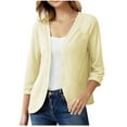 thumbnail image 1 of RYRJJ Women's Knit Sweater 3/4 Sleeve Crop Cardigan Jackets Open Front Short Bolero Shrugs for Dresses Tops Solid Lightweight Soft(Beige,XXL), 1 of 9