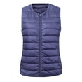 thumbnail image 1 of RYRJJ Women's Lightweight Puffer Vest Crew Neck Zip Up Quilted Outerwear Winter Thermal Sleeveless Gilet Jackets with Pockets(Navy,L), 1 of 5
