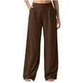 thumbnail image 1 of RYRJJ Women's Linen Palazzo Pants Elastic High Waisted Wide Leg Work Dress Pants Casual Slacks Business Pants with Pockets(Brown;XXL), 1 of 9