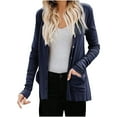 thumbnail image 1 of RYRJJ Women's Long Sleeve Ribbed Knit Cardigan Sweaters Fall Fashion Open Front Cardigan Lightweight Button Up Basic Loose Sweater Outerwear(Navy,M), 1 of 5