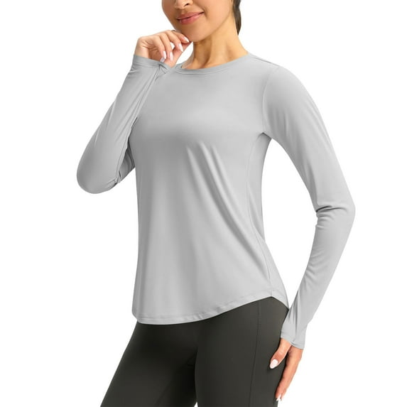 RYRJJ Women's Long Sleeve Sun Shirt UV Protection Workout Tops Lightweight UPF 50+ Golf Gym Athletic Hiking Shirts(Gray,M)