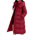 thumbnail image 1 of RYRJJ Women's Long Winter Down Coat Thicken Warm Quilted Hooded Puffer Jackets Maxi Length Parka Coats with Pockets(Red,M), 1 of 9