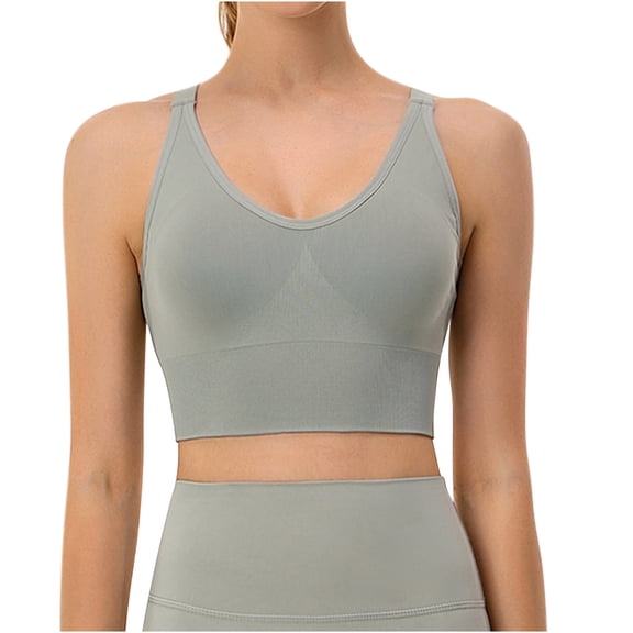 RYRJJ Women's Longline Sports Bra Wirefree Padded Racerback Medium Support Yoga Bras Gym Running Workout Tank Tops(z-Green,M)
