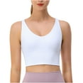 thumbnail image 1 of RYRJJ Women's Longline Sports Bra Wirefree Padded Racerback Medium Support Yoga Bras Gym Running Workout Tank Tops(z-White,S), 1 of 9