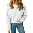 thumbnail image 1 of RYRJJ Women's Oversized Cropped Sweatshirt Crewneck Fleece Pullover Tops Lightweight Fall Casual Drop Shoulder Sweatshirts(White,M), 1 of 5