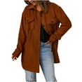 thumbnail image 1 of RYRJJ Women's Oversized Shacket Jacket Trendy Long Sleeve Button Up Flannel Shirt Winter Woolen Blend Jackets Coats with Pockets(Brown,XXL), 1 of 9