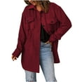thumbnail image 1 of RYRJJ Women's Oversized Shacket Jacket Trendy Long Sleeve Button Up Flannel Shirt Winter Woolen Blend Jackets Coats with Pockets(Red,S), 1 of 9
