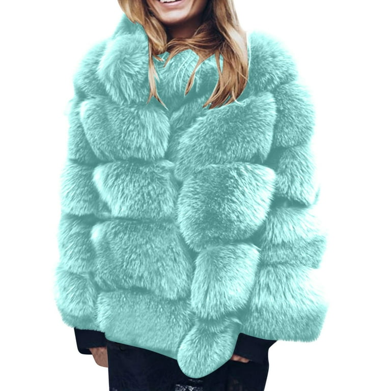 RYRJJ Women's Plus Size Faux Fur Jacket Fall Winter Warm Fashion